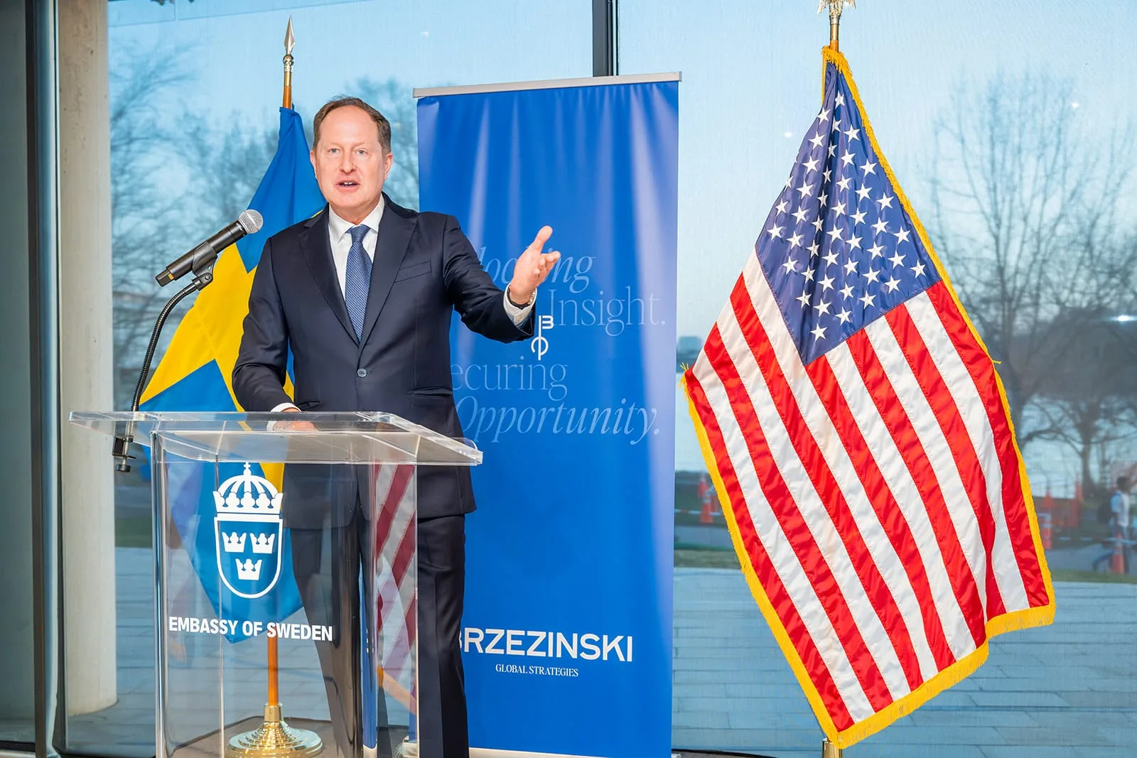 Ambassador Mark Brzezinski speaking at the anniversary reception